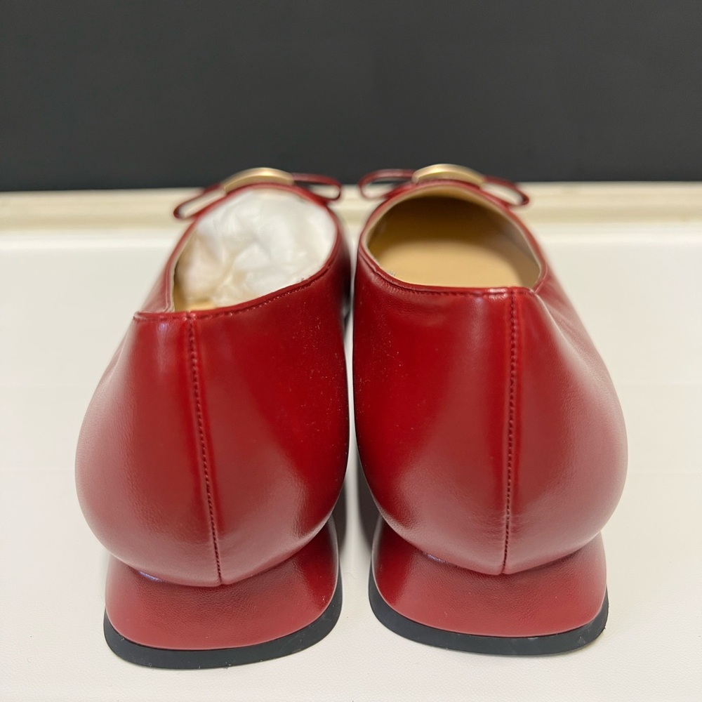 C. Paravano Red Leather Flats with Gold Detail - Picture 6 of 8